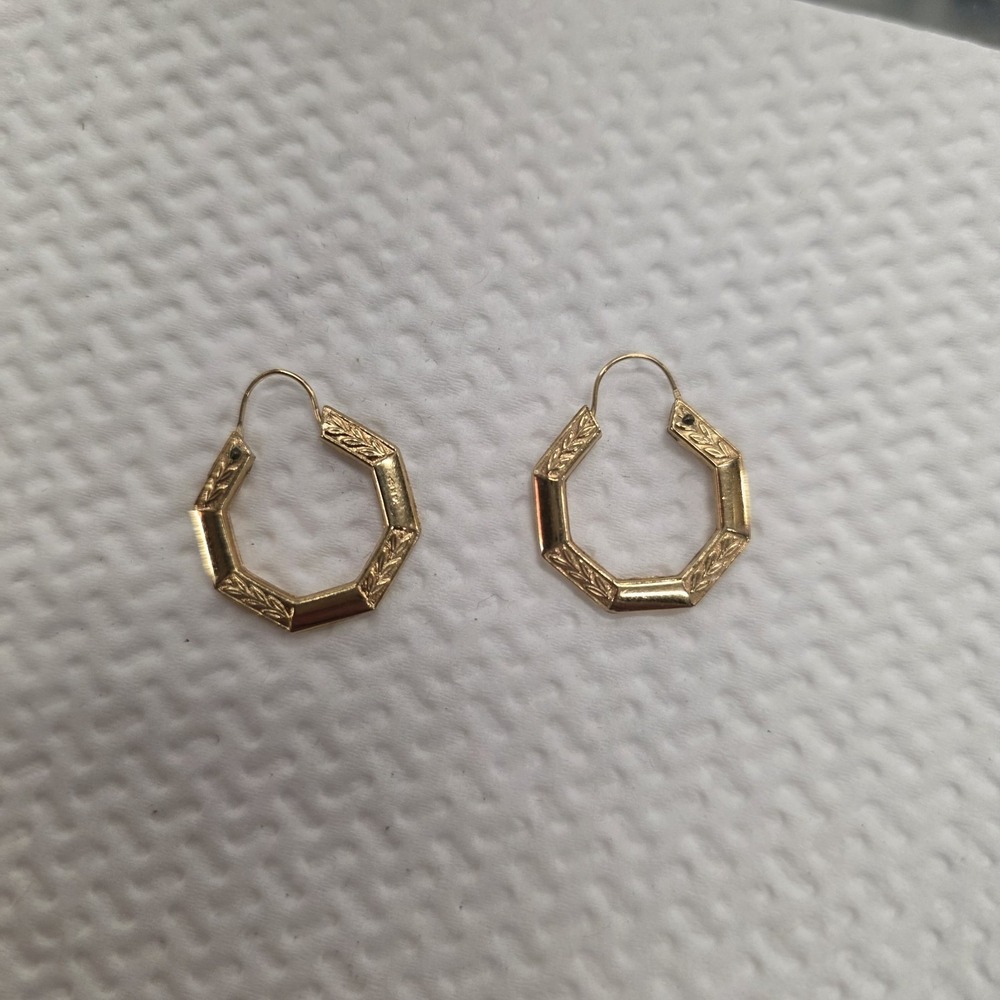 Solid 14k Gold Hoop Earrings Vintage Leaver Back Tested - Picture 14 of 15